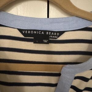 Veronica Beard Navy and Cream Striped Tee